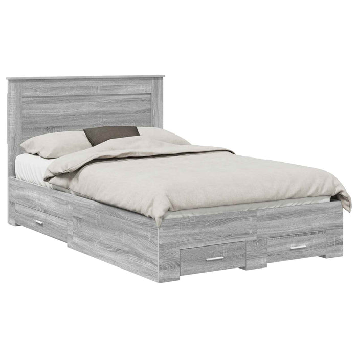 Cadru de pat cu sertar cu headboard cu depozitare Lemn compozit - WALTI WALTI