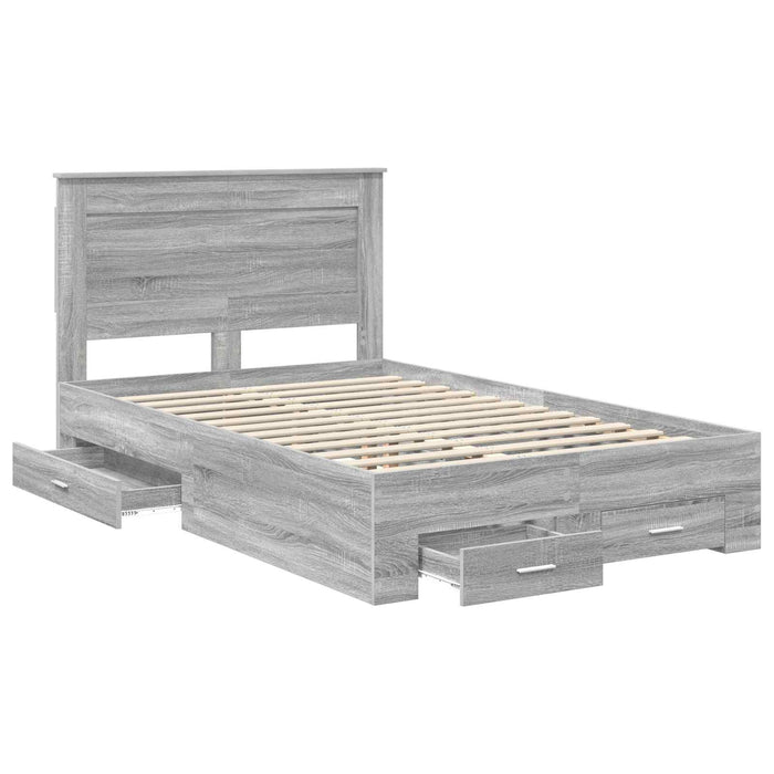 Cadru de pat cu sertar cu headboard cu depozitare Lemn compozit - WALTI WALTI