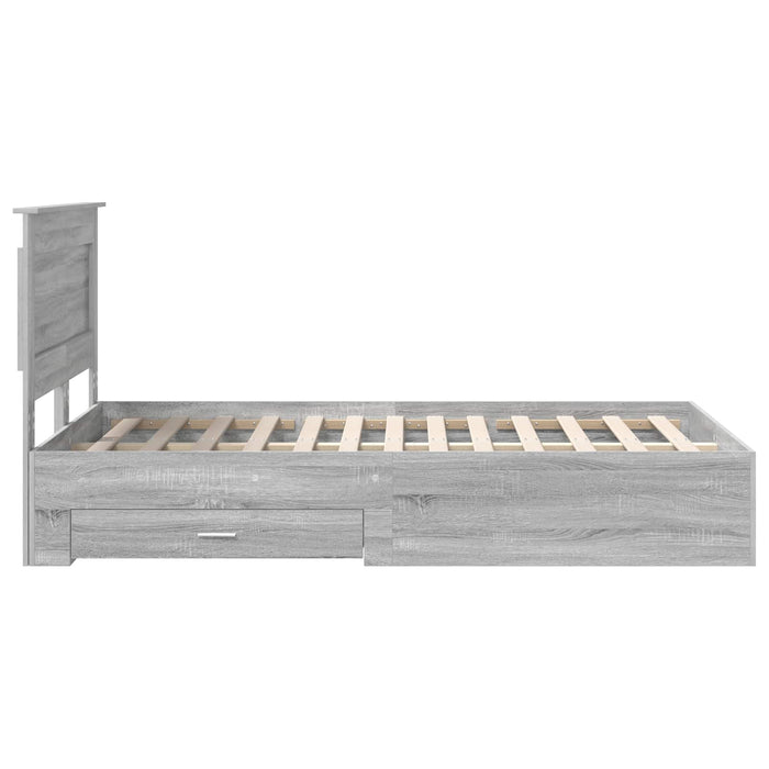 Cadru de pat cu sertar cu headboard cu depozitare Lemn compozit - WALTI WALTI