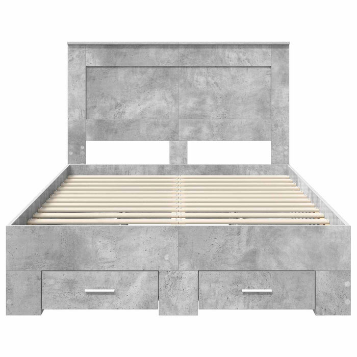 Cadru de pat cu sertar cu headboard cu depozitare Lemn compozit - WALTI WALTI
