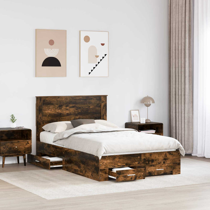 Cadru de pat cu sertar cu headboard cu depozitare Lemn compozit - WALTI WALTI