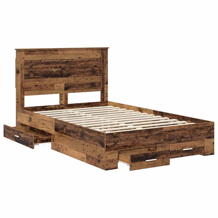 Cadru de pat cu sertar cu headboard cu depozitare Lemn compozit - WALTI WALTI