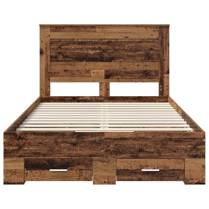 Cadru de pat cu sertar cu headboard cu depozitare Lemn compozit - WALTI WALTI