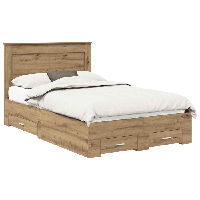 Cadru de pat cu sertar cu headboard cu depozitare Lemn compozit - WALTI WALTI