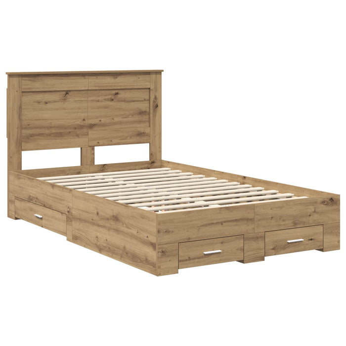 Cadru de pat cu sertar cu headboard cu depozitare Lemn compozit - WALTI WALTI