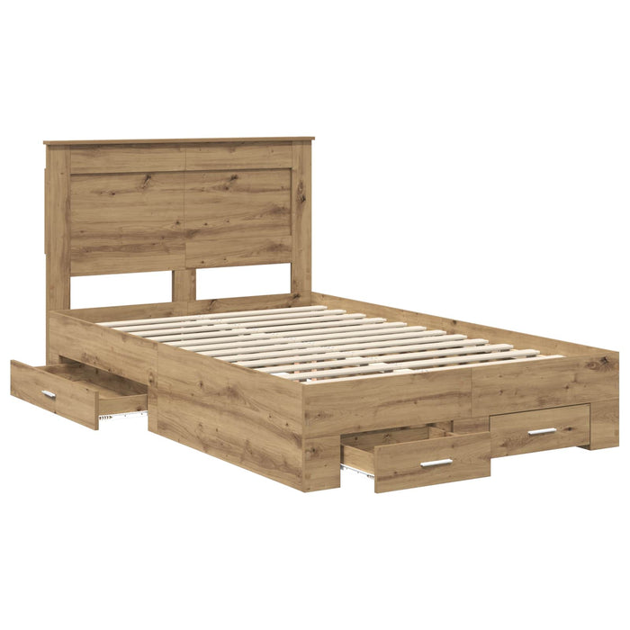 Cadru de pat cu sertar cu headboard cu depozitare Lemn compozit - WALTI WALTI