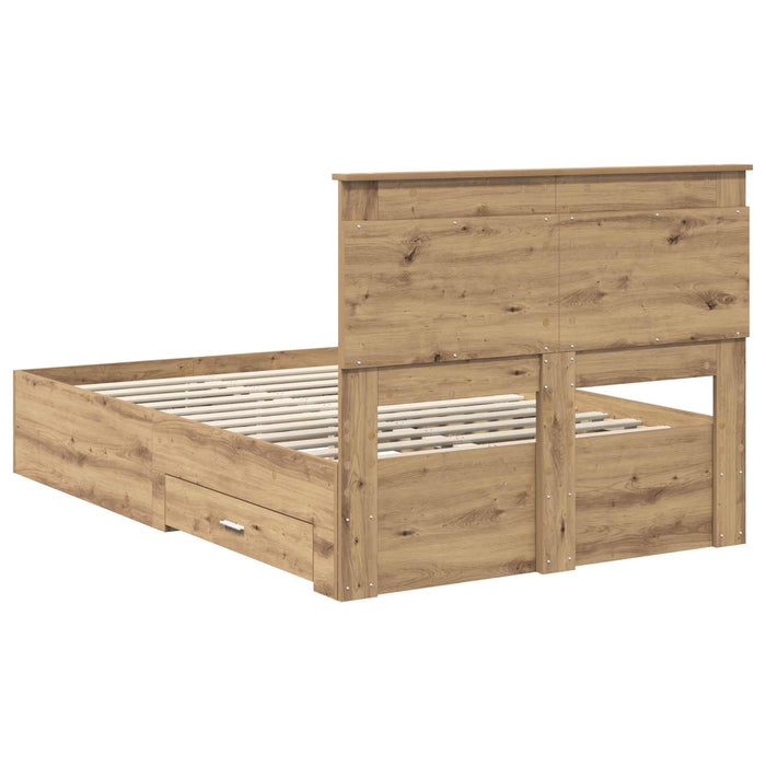 Cadru de pat cu sertar cu headboard cu depozitare Lemn compozit - WALTI WALTI