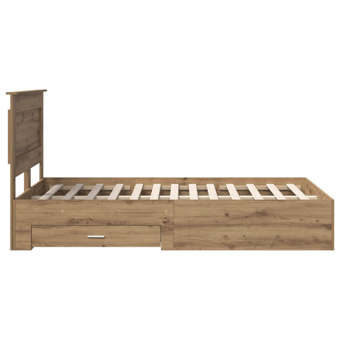 Cadru de pat cu sertar cu headboard cu depozitare Lemn compozit - WALTI WALTI