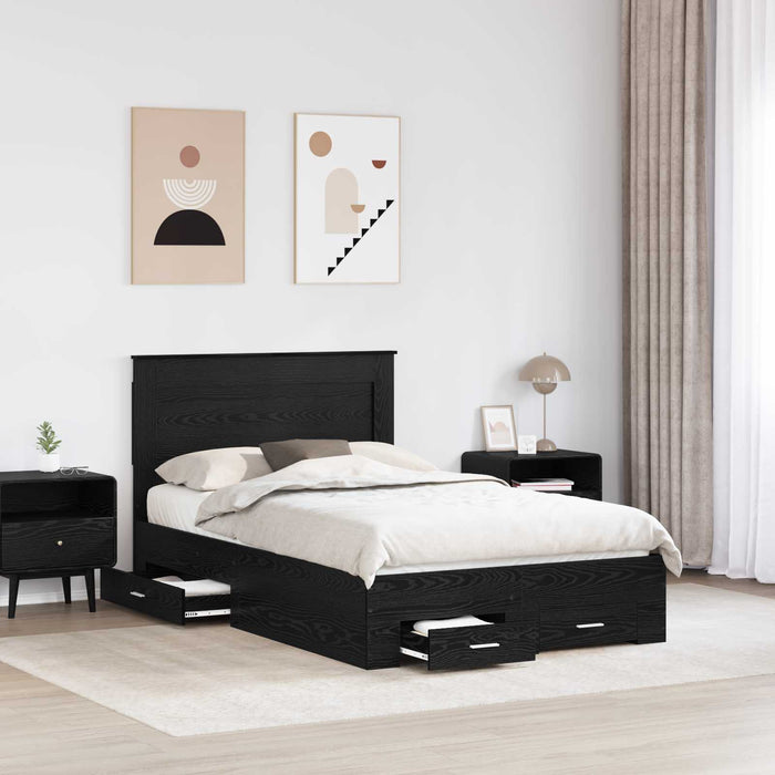 Cadru de pat cu sertar cu headboard cu depozitare Lemn compozit - WALTI WALTI