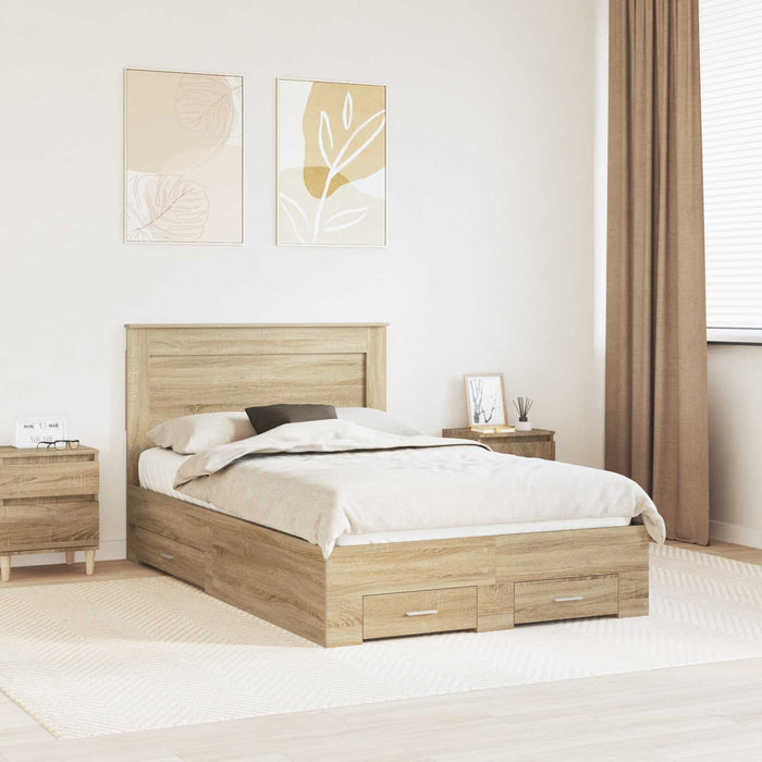 Cadru de pat cu sertar cu headboard cu depozitare Lemn compozit - WALTI WALTI
