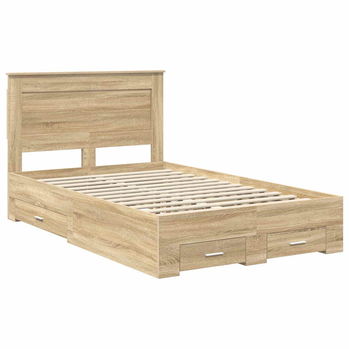 Cadru de pat cu sertar cu headboard cu depozitare Lemn compozit - WALTI WALTI