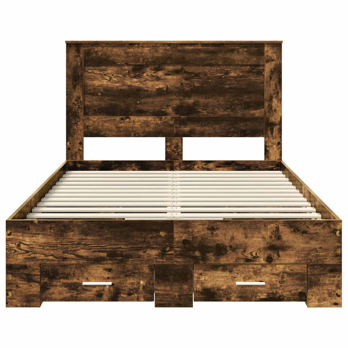Cadru de pat cu sertar cu headboard cu depozitare Lemn compozit - WALTI WALTI