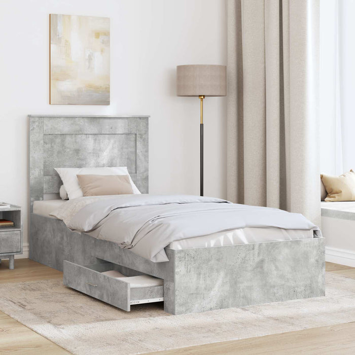 Cadru de pat cu sertar cu headboard cu depozitare Lemn compozit - WALTI WALTI