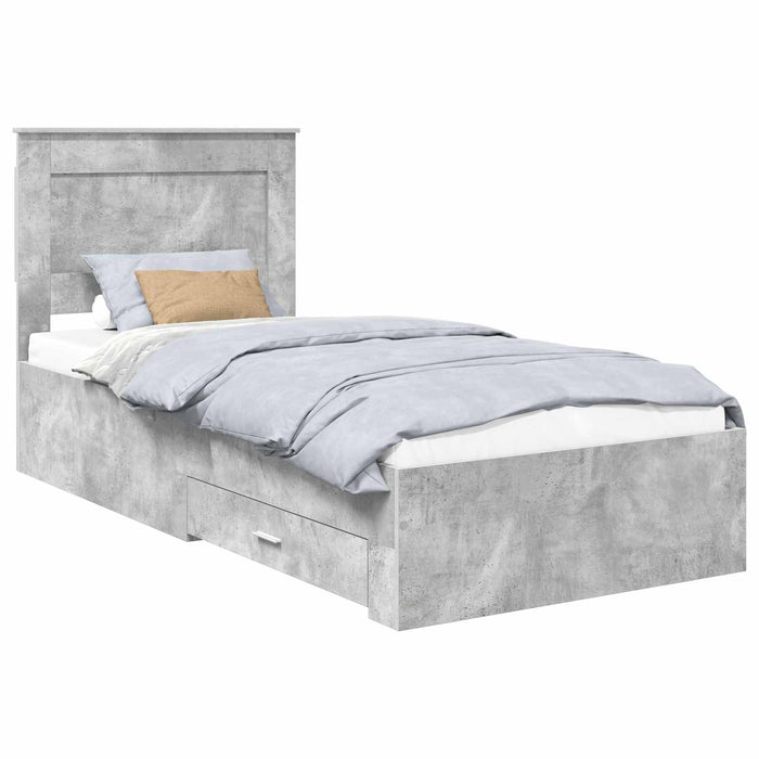 Cadru de pat cu sertar cu headboard cu depozitare Lemn compozit - WALTI WALTI