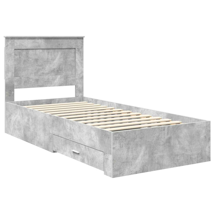 Cadru de pat cu sertar cu headboard cu depozitare Lemn compozit - WALTI WALTI