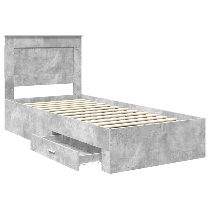 Cadru de pat cu sertar cu headboard cu depozitare Lemn compozit - WALTI WALTI