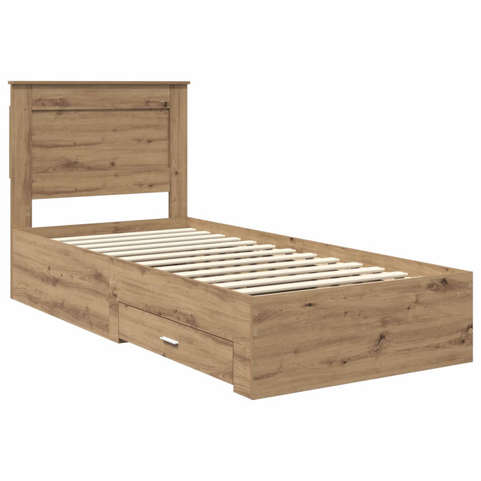 Cadru de pat cu sertar cu headboard cu depozitare Lemn compozit - WALTI WALTI