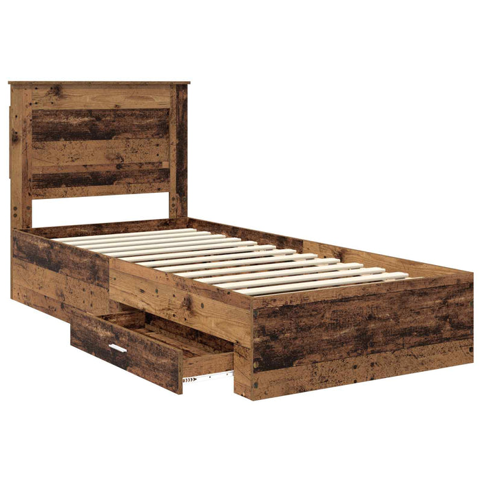 Cadru de pat cu sertar cu headboard cu depozitare Lemn compozit - WALTI WALTI