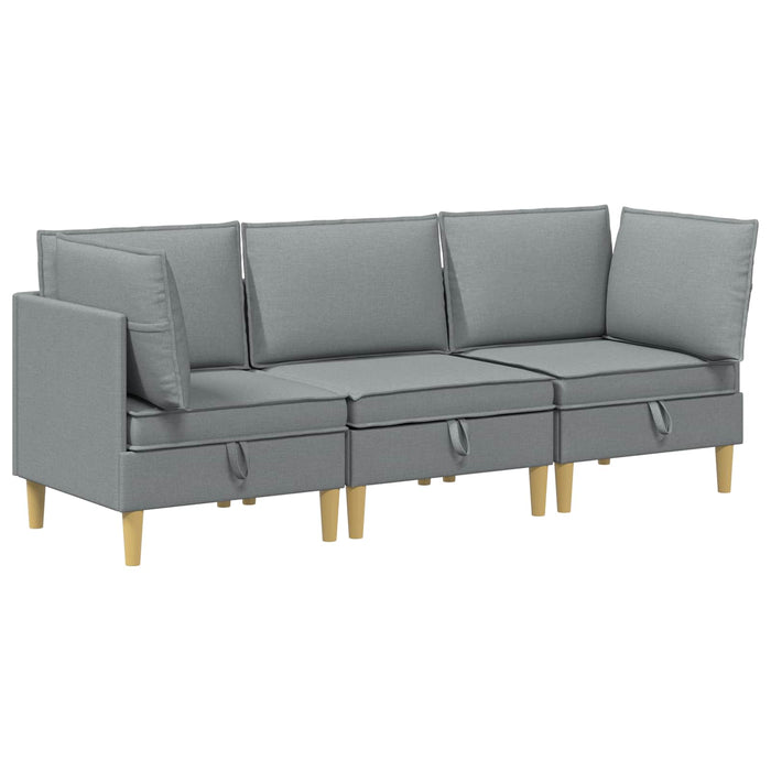 Set de canapea modulară cu spațiu de stocare 3 pcs Gri deschis WALTI