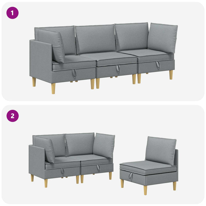 Set de canapea modulară cu spațiu de stocare 3 pcs Gri deschis WALTI