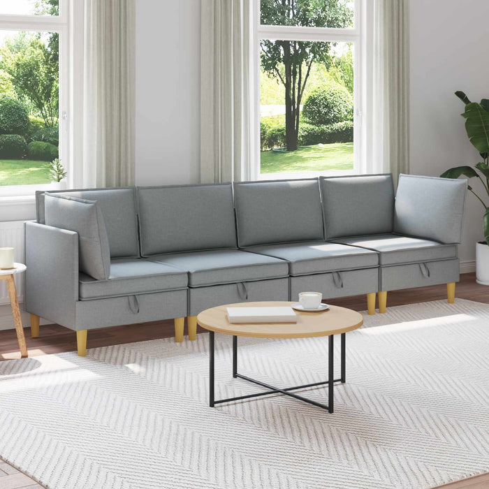 Set de canapea modulară cu spațiu de stocare 4 pcs Gri deschis WALTI