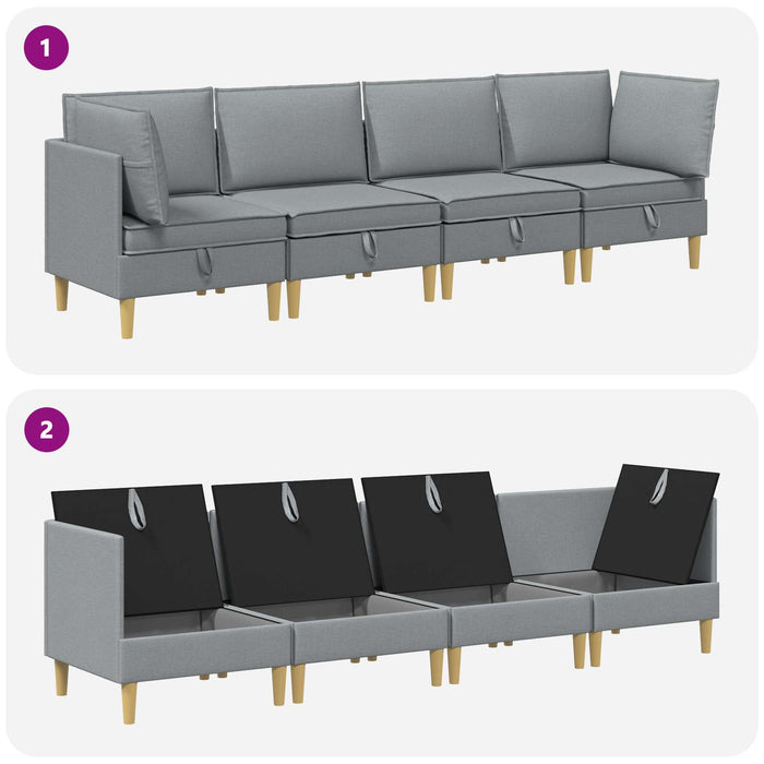 Set de canapea modulară cu spațiu de stocare 4 pcs Gri deschis WALTI