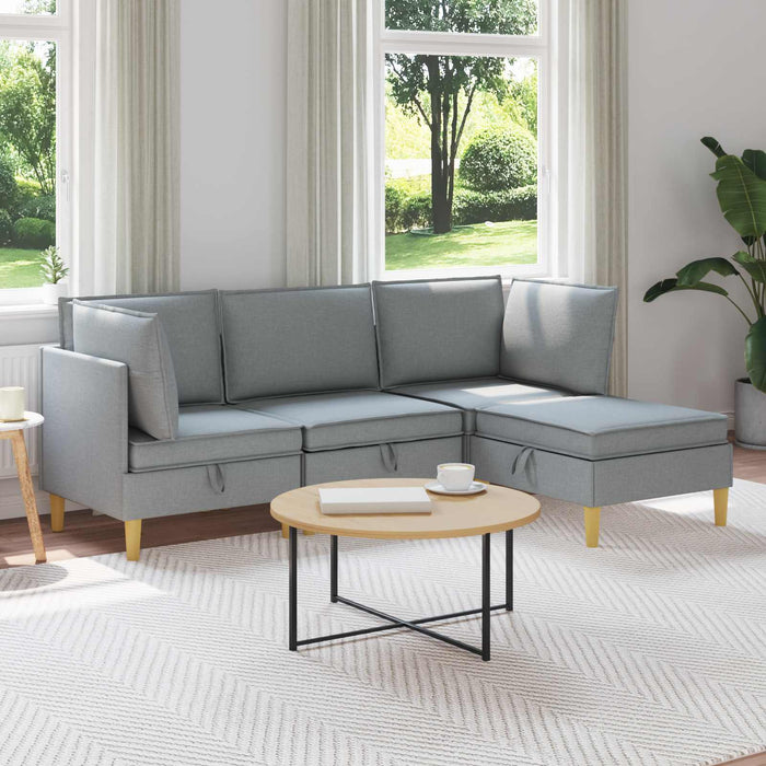 Set de mobilier pentru living 4 pcs Gri deschis Țesătură WALTI