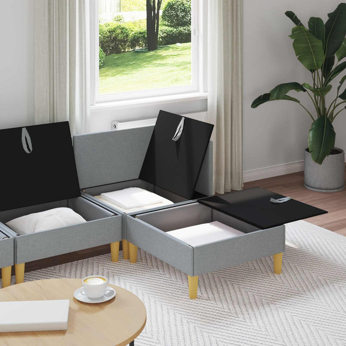Set de mobilier pentru living 4 pcs Gri deschis Țesătură WALTI