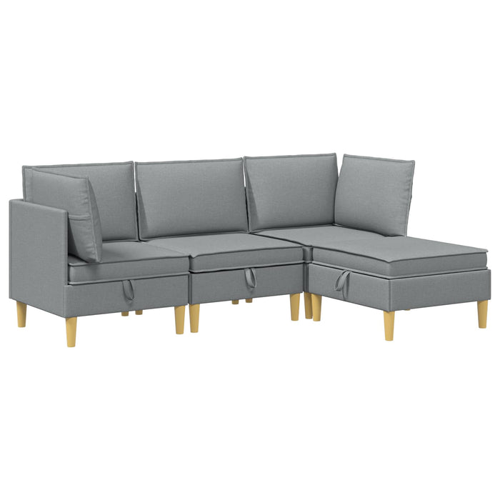 Set de mobilier pentru living 4 pcs Gri deschis Țesătură WALTI