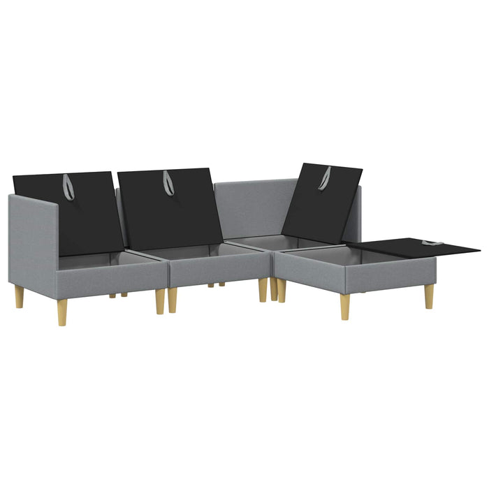 Set de mobilier pentru living 4 pcs Gri deschis Țesătură WALTI