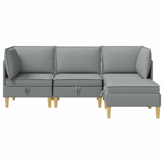 Set de mobilier pentru living 4 pcs Gri deschis Țesătură WALTI