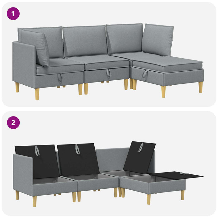 Set de mobilier pentru living 4 pcs Gri deschis Țesătură WALTI