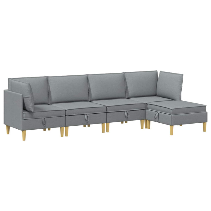 Set de canapea modulară cu spațiu de stocare 5 pcs Gri deschis WALTI