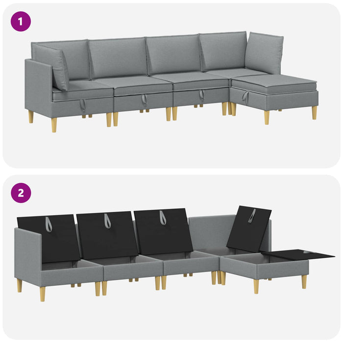 Set de canapea modulară cu spațiu de stocare 5 pcs Gri deschis WALTI