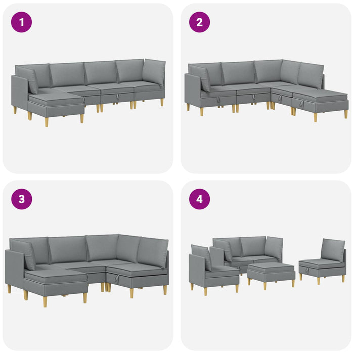 Set de canapea modulară cu spațiu de stocare 5 pcs Gri deschis WALTI