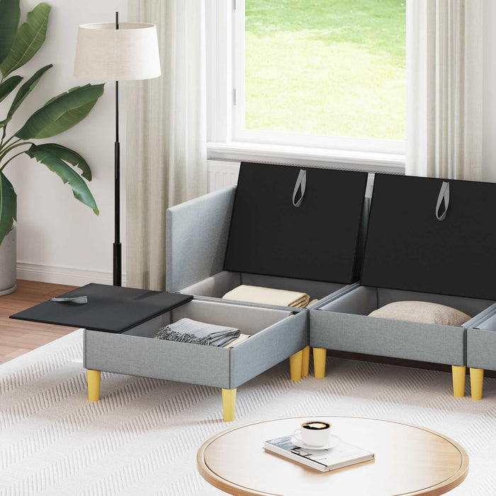 Set de canapea modulară cu spațiu de stocare 6 pcs Gri deschis WALTI