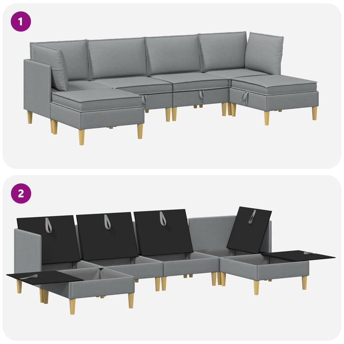 Set de canapea modulară cu spațiu de stocare 6 pcs Gri deschis WALTI