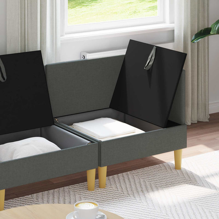 Set de canapea modulară cu spațiu de stocare 3 pcs Gri închis WALTI