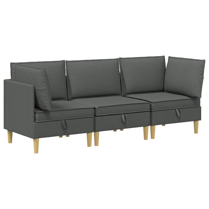 Set de canapea modulară cu spațiu de stocare 3 pcs Gri închis WALTI