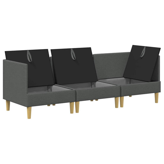 Set de canapea modulară cu spațiu de stocare 3 pcs Gri închis WALTI