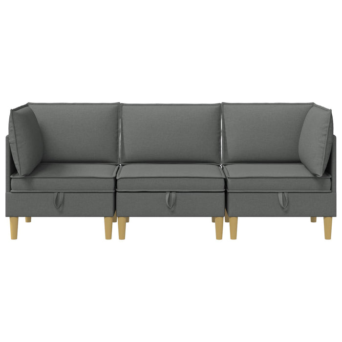 Set de canapea modulară cu spațiu de stocare 3 pcs Gri închis WALTI