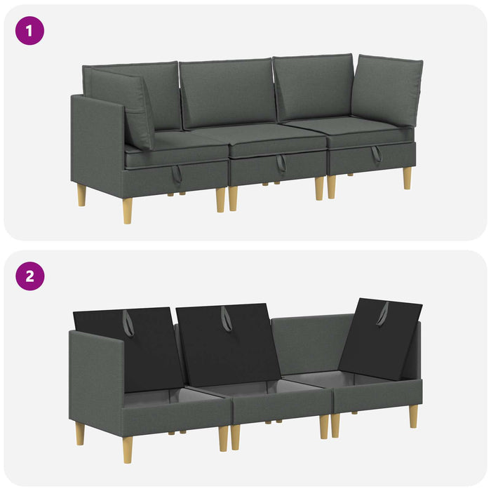 Set de canapea modulară cu spațiu de stocare 3 pcs Gri închis WALTI