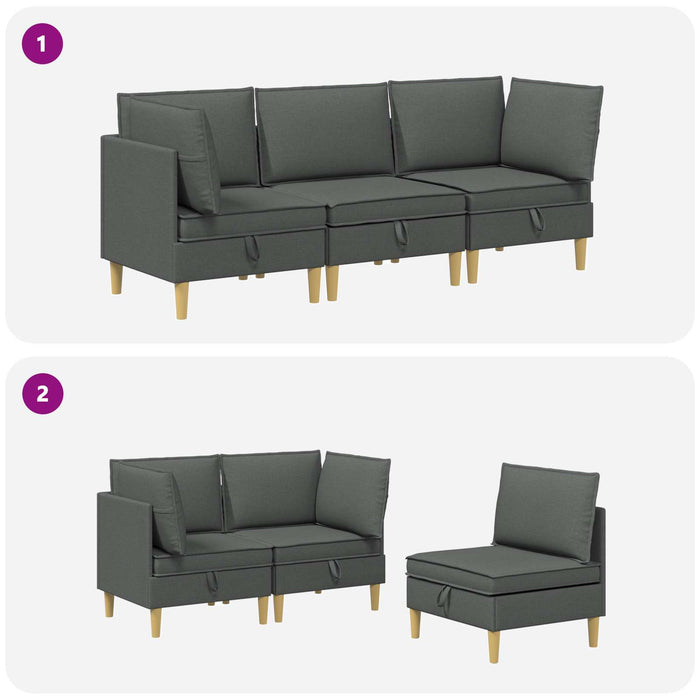 Set de canapea modulară cu spațiu de stocare 3 pcs Gri închis WALTI
