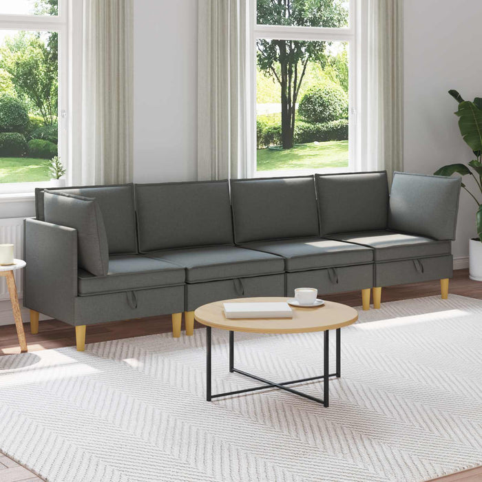 Set de canapea modulară cu spațiu de stocare 4 pcs Gri închis WALTI