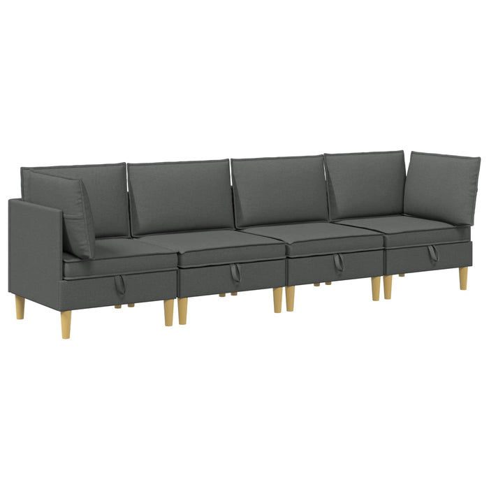 Set de canapea modulară cu spațiu de stocare 4 pcs Gri închis WALTI
