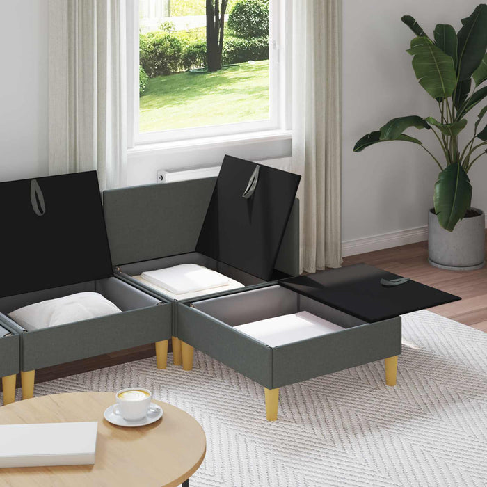 Set de canapea modulară cu spațiu de stocare 4 pcs Gri închis WALTI