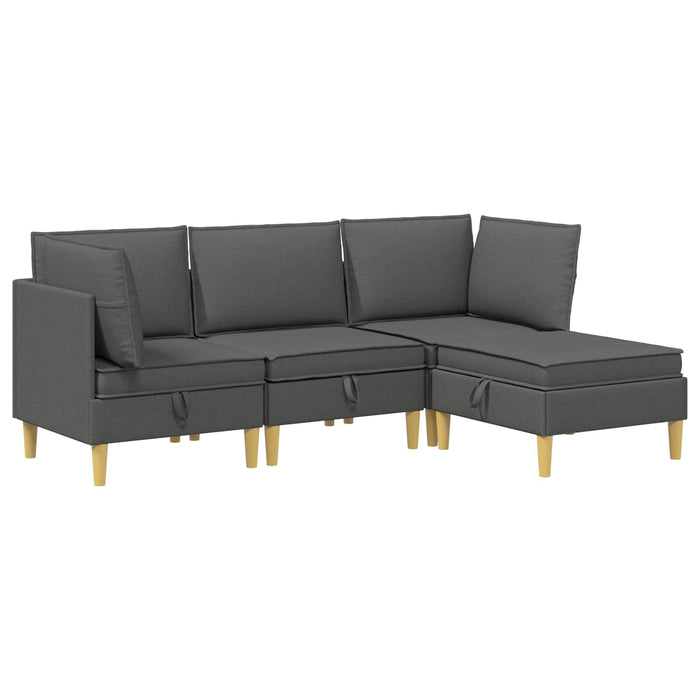 Set de canapea modulară cu spațiu de stocare 4 pcs Gri închis WALTI