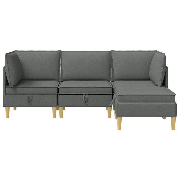 Set de canapea modulară cu spațiu de stocare 4 pcs Gri închis WALTI