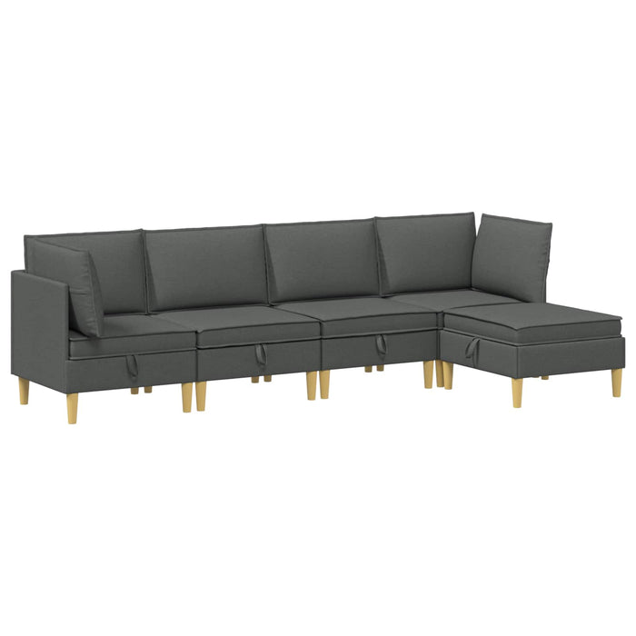 Set de canapea modulară cu spațiu de stocare 5 pcs Gri închis WALTI