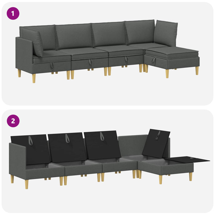 Set de canapea modulară cu spațiu de stocare 5 pcs Gri închis WALTI